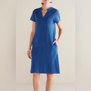 Soft Surroundings Presley Short Sleeve Cobalt Blue Shift Dress Womens Sz Med NWT